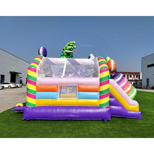 Château gonflable rayé coloré avec toboggan - Équipement de jeu en PVC commercial personnalisable pour les locations de fêtes en plein air pour enfants - Product Image 6