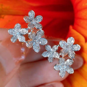 E3625 Pendientes de diamantes de oro blanco, corte redondo brillante, color D natural, joyería romántica de boda para mujer - Product Image 3