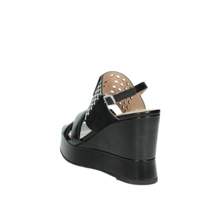 Sandali con tacco a punta aperta con morbido e comodo zeppa PX486 SA4141 cinturino alla caviglia Design primavera estate autunno-nero - Product Image 2