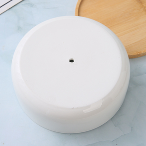 Pot de fleurs rond en céramique minimaliste moderne, grande taille, blanc, pour plantes vertes, bonsaï, avec trou de drainage, pour la maison, le bureau ou le jardin - Product Image 1
