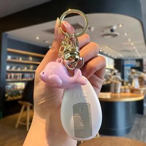 Electroplated Acrylic Dolphin Keychain Colorful Pendant Cute <b>Bag</b> <b>Charm</b> with Bell for Students - Product Image 3