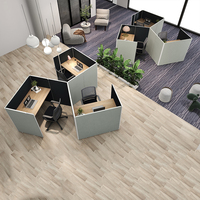 WESOME Poste de travail insonorisé pour 6 personnes, bureau en forme de L avec chaise confortable
