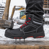 Botas de Seguridad al por Mayor, Botas de Trabajo con Puntera de Material Compuesto y Cuero Genuino, Suela de Goma PU para la Industria de la Construcción
