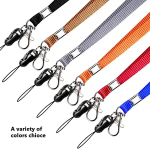 Strap Lanyard Met Draaibare Metalen Karabijn Voor Badge Houders Sleutelhangers Officesstaff Studenten Medewerkers Zwart