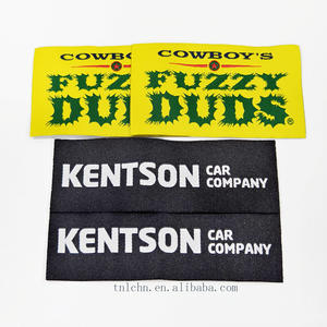 Étiquette tissée haute densité <span class=keywords><strong>nom</strong></span> de marque personnalisé Logo vêtement Textile cou étiquettes tissées étiquettes pour vêtements - Product Image 1