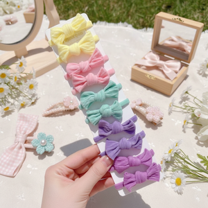 Venta caliente tendencia moda hecha a mano Pastel Retro lazos para el cabello para niñas satén terciopelo perla flor felpa al por mayor - Product Image 3