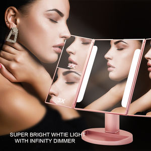 Vergrotende Make-Up Led Spiegel Make-Up Tafel Spiegel Smart Touch Control <span class=keywords><strong>Stand</strong></span> Up Bureau Licht Ijdelheid Drievoudige Make-Up Led Spiegel - Product Image 6