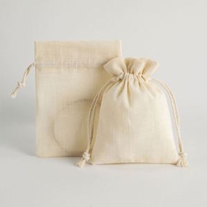 Sac de rangement pour bijoux en coton de bambou avec cordon de serrage, doublure en flanelle, style minimaliste, 8*10cm, fourni directement par l'usine - Product Image 2