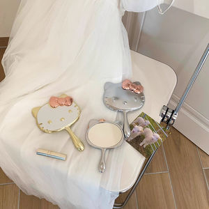 Miroir de bureau décoratif créatif en forme de chat doré et argenté, personnage de dessin animé mignon, miroir de retouche personnalisable pour usage cosmétique de table - Product Image 3