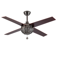 Ventilateur de plafond LED intérieur avec télécommande, 48 pouces, certifié CB, bon prix, lames décoratives en cristal, style Orient National