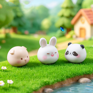 Décorations de bureau en résine pour miniatures de paysages - Têtes d'animaux mignonnes (Panda et Lapin) - Accessoires de jardinage DIY - Product Image 3