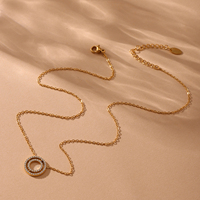 Ensemble de bijoux collier et bracelet YF8351 5A avec pendentif rond en zircon, plaqué or 18 carats, acier inoxydable étanche