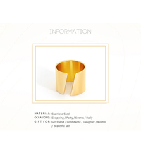 Minimalistischer Breiter Flacher Edelstahl-Manschettenring für Damen 18K PVD Vergoldete Fingerringe Verlobungsschmuck Großhandel