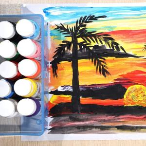 Set di vernice acrilica Non tossica di alta qualità Akrilik <span class=keywords><strong>Boya</strong></span> Seti 10 colore 60 ml ogni colore con spazzole e Pallette - Product Image 3