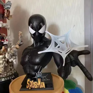 2022 Neue beliebte Design Fiberglas Spider Man Black Bust Skulptur