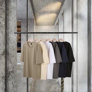 Tùy Chỉnh Người Đàn Ông Của 100% Cotton Quá Khsize Drop Shipping Vai T-Shirt Mô Hình Rắn Sợi Nhuộm Heavyweight Đồng Bằng Trống Cho Thời Trang Đường Phố - Product Image 3