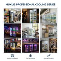 Réfrigérateur-congélateur commercial MUXUE à température unique réglable pour bière, avec 2 portes vitrées et éclairage LED coloré, refroidisseur de boissons