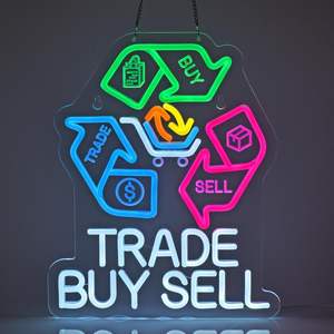 Enseigne néon Stock Buy Sell Trade, Décoration lumineuse, pour Bijouterie, Marché aux puces, Magasin <span class=keywords><strong>de</strong></span> consignation, Magasin <span class=keywords><strong>de</strong></span> seconde main vintage, Enseignes personnalisées avec logo pour <span class=keywords><strong>la</strong></span> maison - Product Image 1