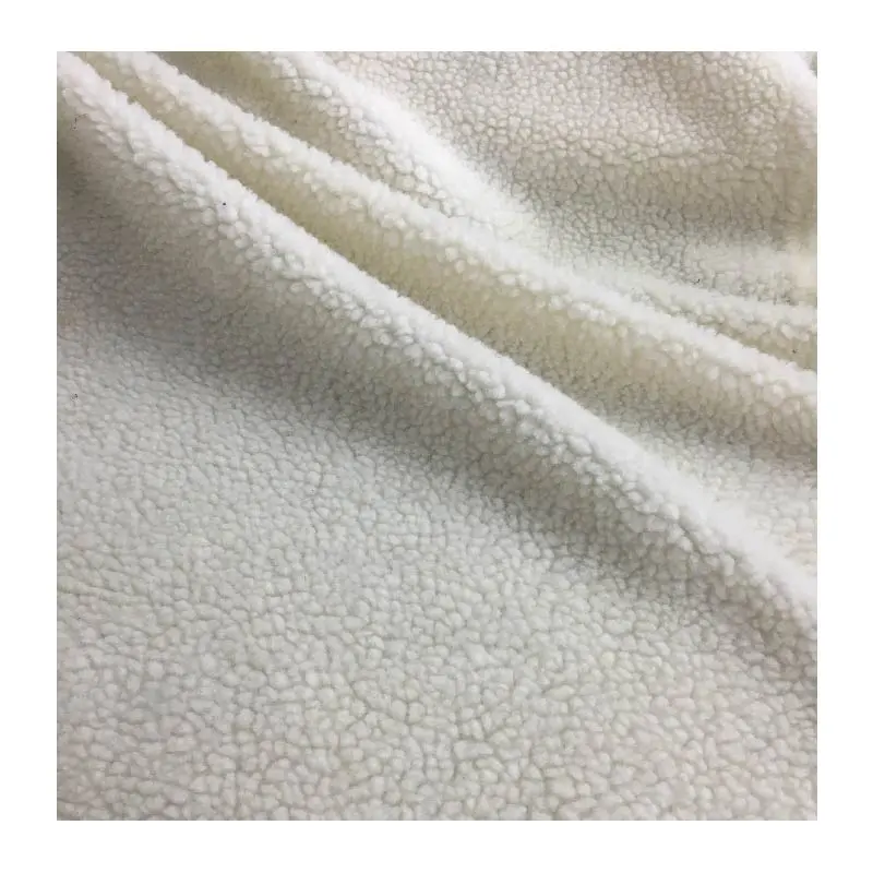 Tela de fleece 100% poliéster, barata, branco, tecido de lã ovelha, pele de cordeiro, tecido