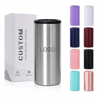 Vente en gros de refroidisseurs de bouteilles de bière multifonctionnels en acier inoxydable 304 à double paroi de 12 oz avec couvercle pour le camping et les fêtes