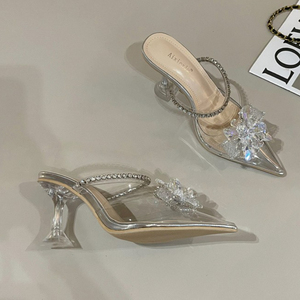 2025 New Stylish Chaussur Talon Haut Femm Summer Silver Rhinestone Shoes Women's <b>Sandals</b> - Product Image 3