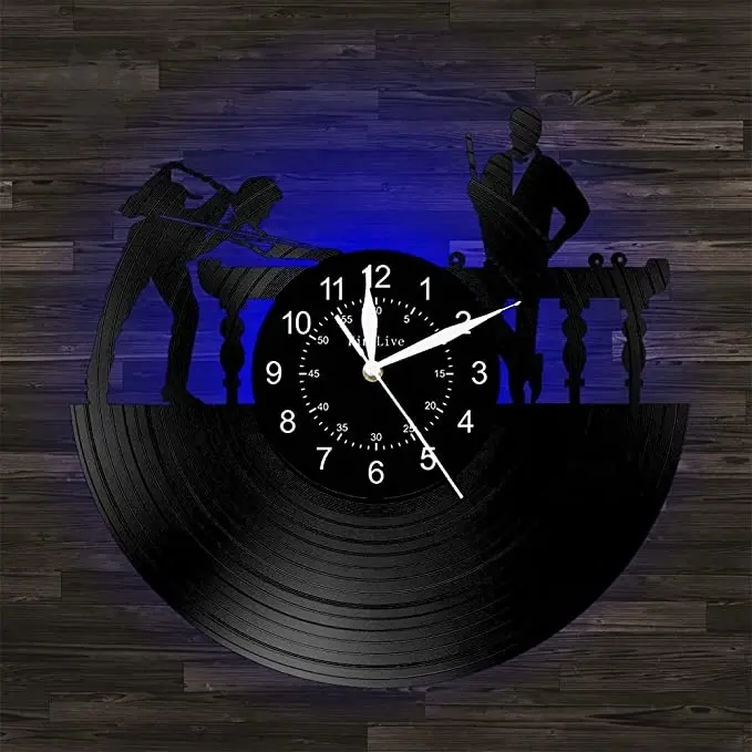 Horloge murale en vinyle de Style rétro, disque d'enregistrement nostalgique, avec horloge et lumières LED, décoration murale de la maison, Bar et café