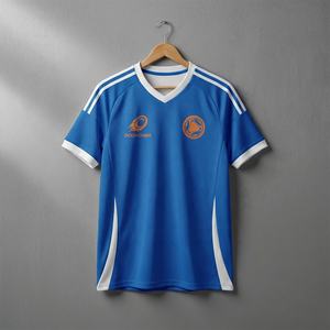Maillot de football et de soccer athlétique moderne personnalisé à col en V, bleu royal avec rayures blanches, sublimation intégrale, entraînement, OEM ODM - Product Image 2