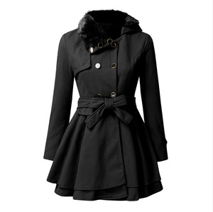 Abrigo Largo de Lana Sherpa para Mujer, Estilo Coreano, <span class=keywords><strong>Acolchado</strong></span>, Doble Botonadura, Estilo Inglés - Product Image 2