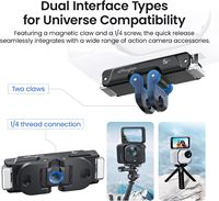 Supporto Magnetico a Sgancio Rapido AMagisn per Insta360 GO, Base in Lega di Alluminio Ultra con Filettatura 1/4", Doppia Artiglio Anti-Vibrazione e Anti-Graffio per Fotocamera
