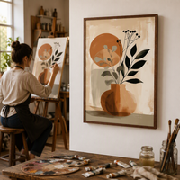 Peinture à l'huile Art Déco blanche 100% faite à la main sur toile de coton 450 GSM avec cadre, taille et design personnalisés pour usage domestique et commercial