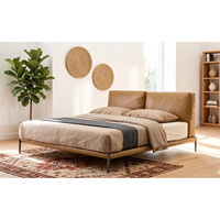 Grands Möbel Kingsize Verstellbares Bett Minimalistisches Kunstleder-Polsterbett Eichenholzrahmen Umweltfreundliches Luxus-Hotel-Heim-Bett