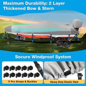 Telo Copribarca 17-19 Piedi, Telo Copribarca 300D per Bass Boat, Telo Copribarca Impermeabile Resistente con Copertura Motore - Product Image 5