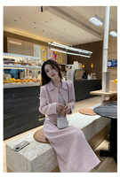 Luxe deux pièces cheville-longueur rose revers jupe ensemble haut de gamme vêtements quotidiens pour printemps automne riche fille Style bouton fermeture court XL