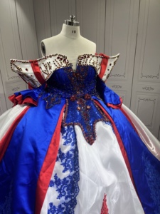 Abito Quinceanera Ispirato a <span class=keywords><strong>Biancaneve</strong></span> di Mumuleo 2026, <span class=keywords><strong>Vestito</strong></span> Bianco con Dettagli Blu Stile Fiaba per Festa dei 15 Anni - Product Image 3