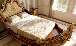 Cama King Size de Madera de Teca Estilo Náutico con Dos Mesitas Auxiliares, Diseño Moderno y Duradero, Personalizable para Dormitorios de Lujo en Mansiones de EE. UU. - Product Image 4