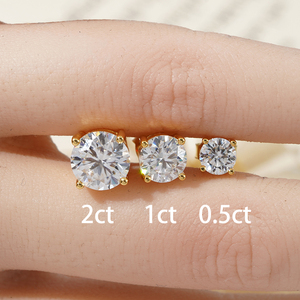 Envío Rápido, Juego de Aretes de Oro Sólido de 10k con Diamantes de Laboratorio Sueltos, Corte Redondo DEF VS de 0.5ct y 1ct, con 4 Puntas - Product Image 5