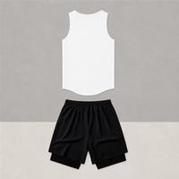 Ensemble débardeur et short d'été personnalisé pour homme, 100 % coton, séchage rapide, streetwear, double couche, logo imprimé, OEM ODM, vente en gros