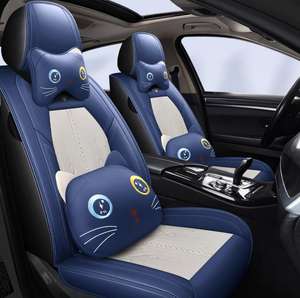 ผ้าคลุมเบาะรถยนต์หนังลินินลายการ์ตูนสำหรับผู้หญิงแมวอุปกรณ์ตกแต่งภายในสำหรับสี่ฤดูกาลสินค้ามาใหม่ - Product Image 5