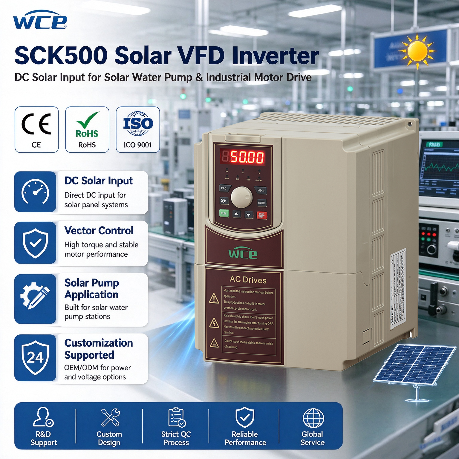 SCK500 5.5-11KW 690V 480V 220V Solar Pump Inverter, High Performance Solar Variable Frequency Drive · image 1