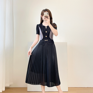 Abito estivo da donna elegante a pieghe personalizzato di grandi dimensioni con motivo floreale di colore Midi abbinamento abito Casual naturale diretto fabbrica - Product Image 5
