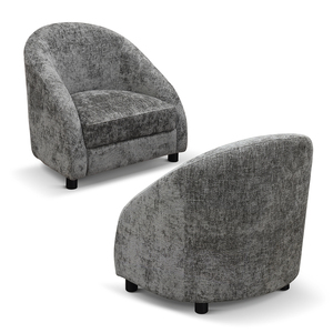 Sillón Aladino con Tapicería de Tela Gris y Base de Metal para Sala de Estar Interior - Product Image 2