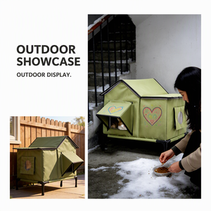 Casa para Mascotas Impermeable con Calefacción, Cama para Gatos de Interior y Exterior, Caseta Cerrada para Animales Pequeños, Uso en Invierno - Product Image 1