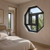 Ventana Personalizada de Apertura Interior de Aleación de Aluminio con Rotura de Puente Térmico Hexagonal, Ventanas de Vidrio de Forma Especial, Ventana Personalizada de Aluminio con Doble Acristalamiento