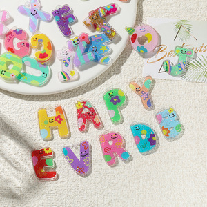 Colgantes de acrílico con letras inglesas impresas a color para joyería DIY, llavero, regalo unisex, 26 letras de la A a la Z - Product Image 1
