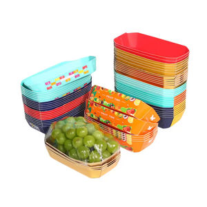 Boîtes d'emballage pour fruits en gros avec logo personnalisé, boîtes en papier jetables en forme de bateau doré pour tomates cerises, boîte à emporter - Product Image 3