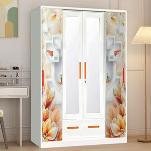 <span class=keywords><strong>Armoire</strong></span> en acier Knock Modern Full Iron SLIDING <span class=keywords><strong>Jumbo</strong></span>, anti-termites, avec portes coulissantes en verre miroir, 4 portes, pliable, revêtement écologique en poudre - Product Image 1