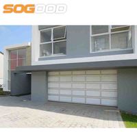 Porte de garage moderne 16x7 en verre dépoli, coupe-vent et étanche, avec ouverture latérale, double vitrage, pour villa résidentielle