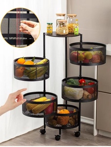 Étagère de rangement multi-niveaux sur pied pour la maison, armoire de rangement rotative amovible, panier <span class=keywords><strong>à</strong></span> légumes et fruits de cuisine avec roulettes - Product Image 2