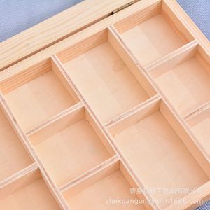 Caja de Almacenamiento de Madera con Tapa Abatible, Organizador de Joyas de Madera Maciza para Escritorio, Uso Doméstico, 1-3L, Tamaño Personalizable - Product Image 1