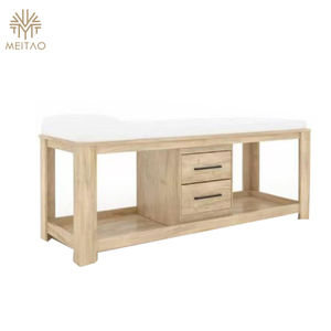 Cama de belleza moderna con parte superior acolchada, cajones y estantes de almacenamiento integrados, ideal para uso en spa y salón - Product Image 1